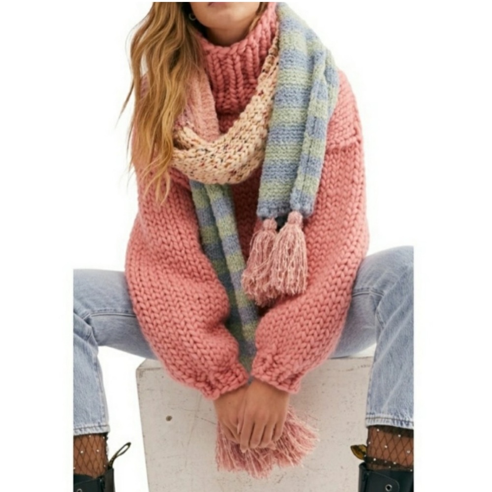 NWT Free People Nova Tassel Scarf Pink